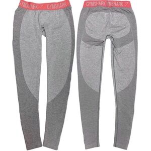 Gymshark Flex Leggings Light Grey Marl & Sherbert Pink Size Medium
